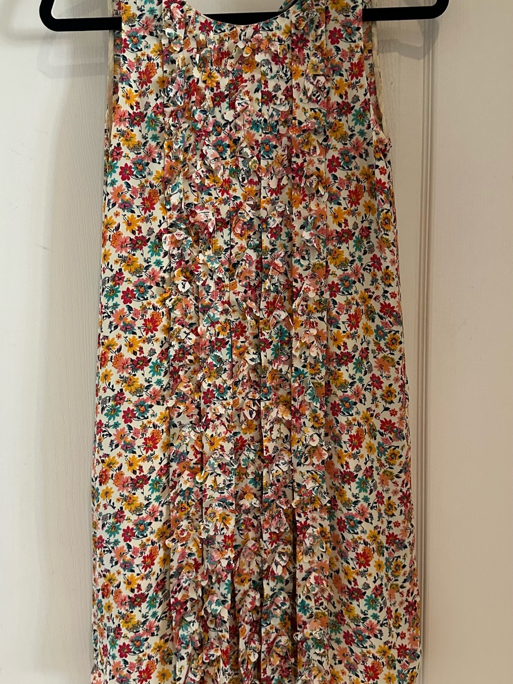 Floral Ruffle Midi Dress - Cream Multi